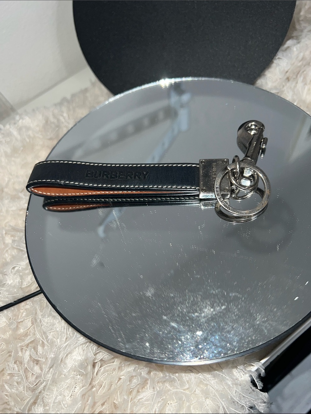 Burberry Black and Brown Leather Key Fob Strap - Designer Style - Picture 5 of 9